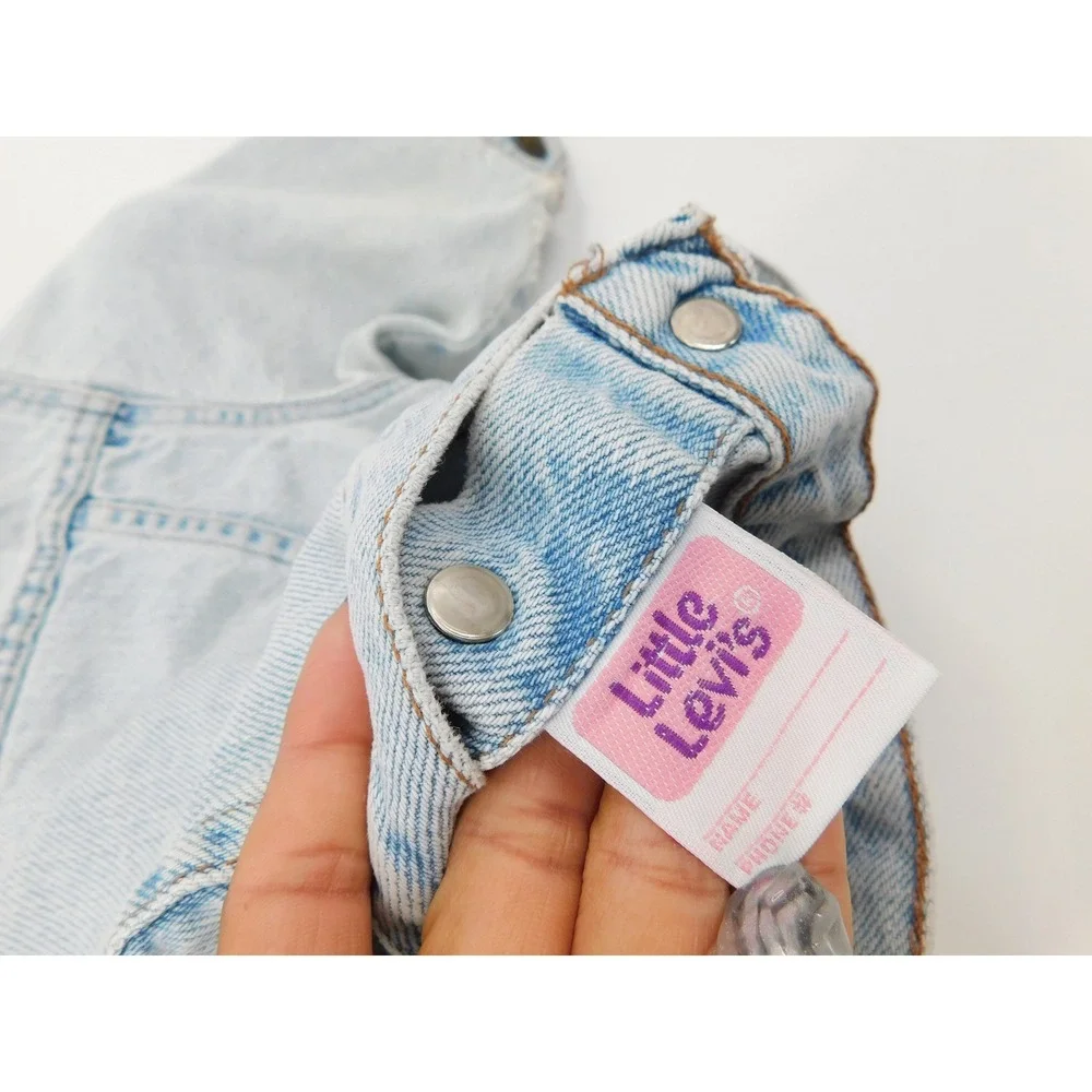 Vintage Levis Baby Girl Denim Jacket Light Wash Distressed Size‎ 18 Months